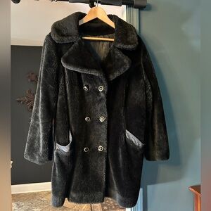 Vintage Sears Black Teddy Coat